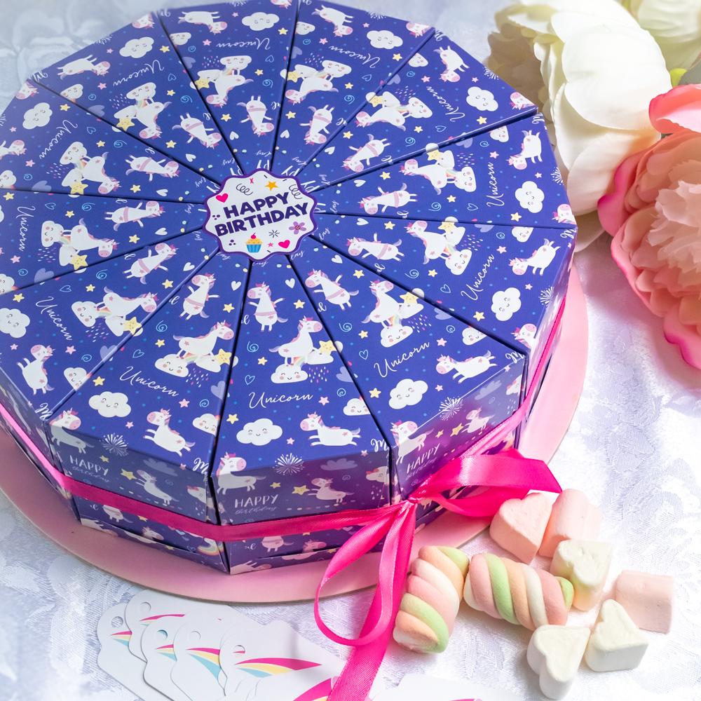 Торт "Единороги", синий, 5 топперов, 12 бирочек для пожеланий