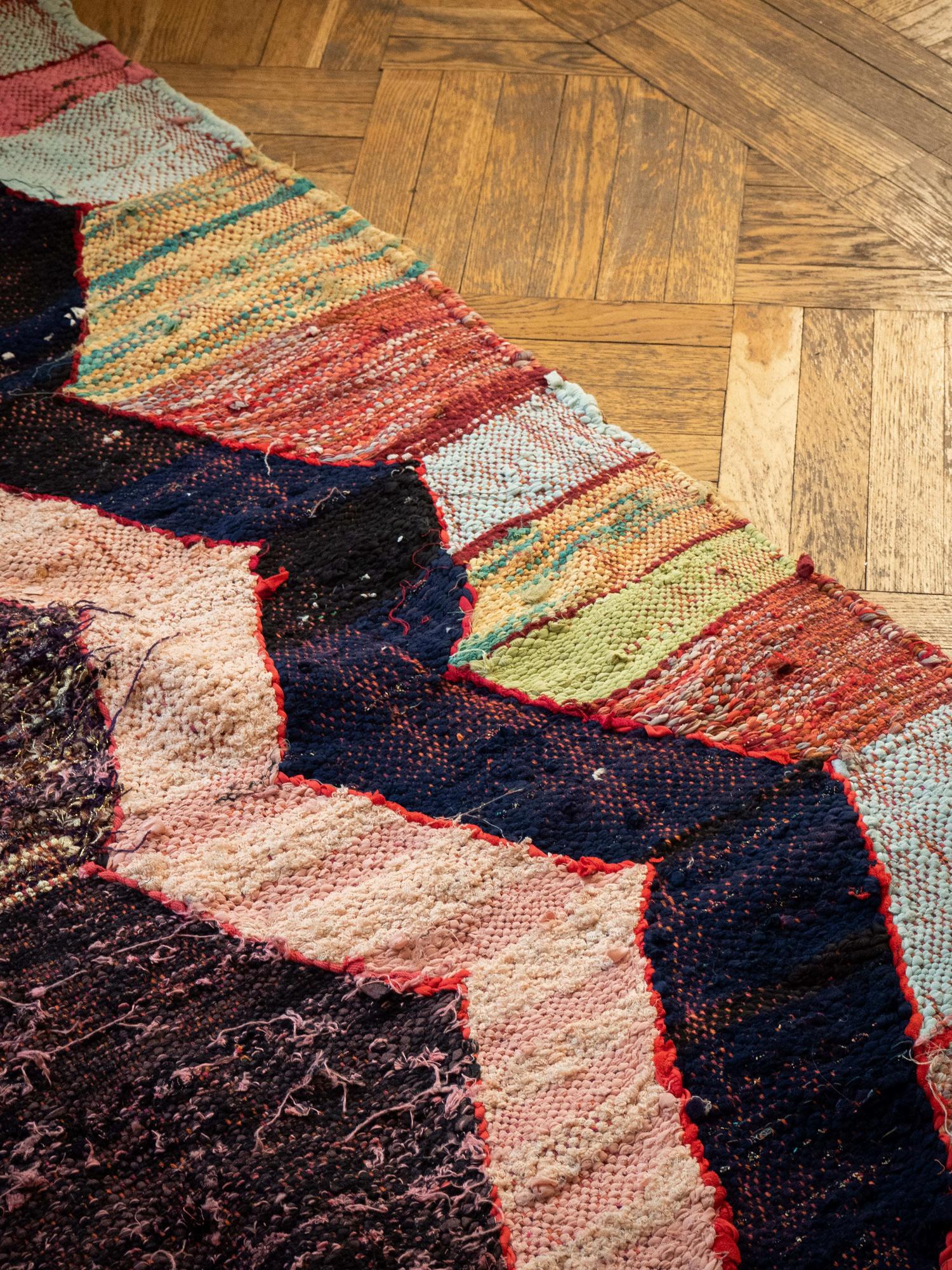 Винтажный ковёр из хлопка Boucharouite 206x118 см