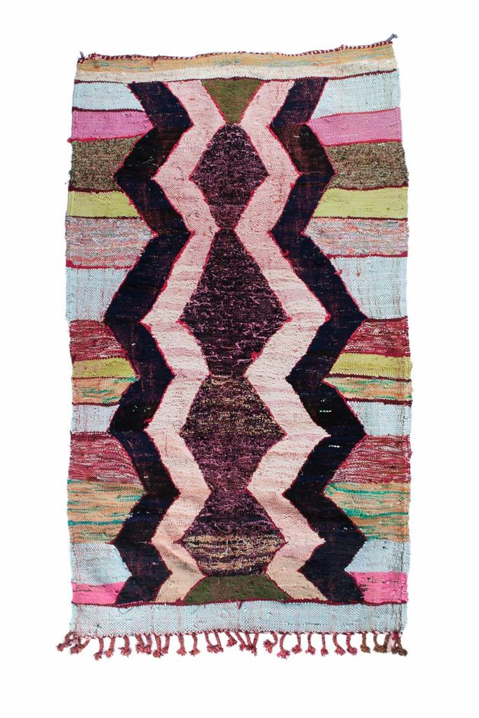 Винтажный ковёр из хлопка Boucharouite 206x118 см