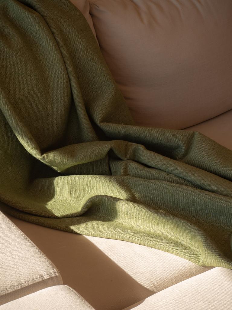 Марокканский плед из хлопка с помпонами Vert