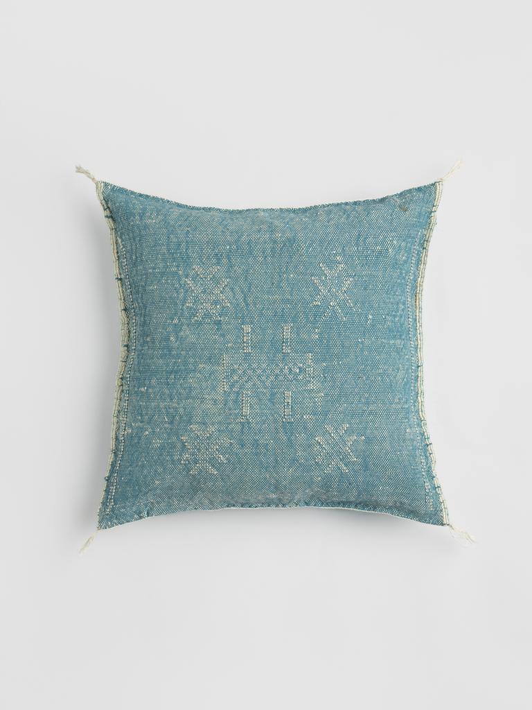 Марокканская подушка из шёлка алоэ вера Turquoise Patiné
