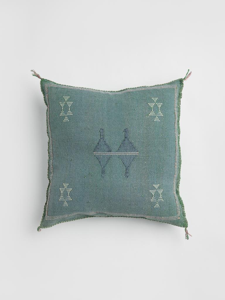 Марокканская подушка из шёлка алоэ вера Vert Grisé