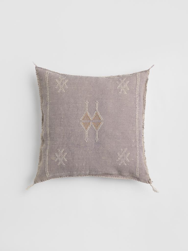Марокканская подушка из шёлка алоэ вера Lilas Grisé