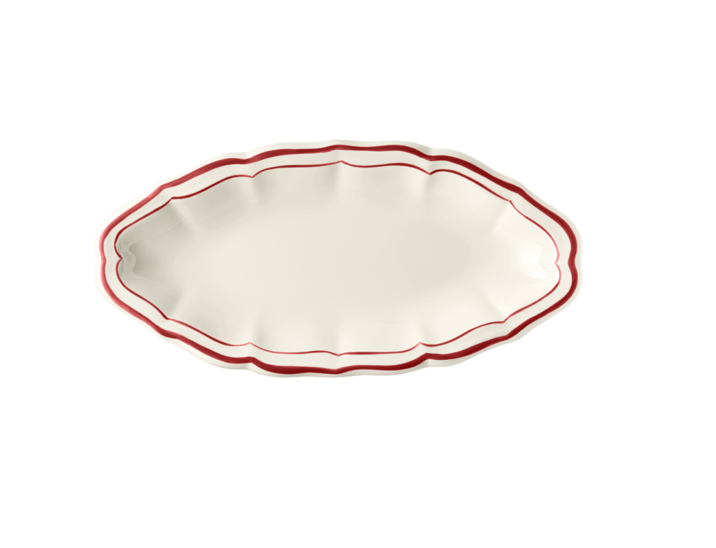 Gien France FILET ROUGE. Овальное блюдо 26,5x13,2 см