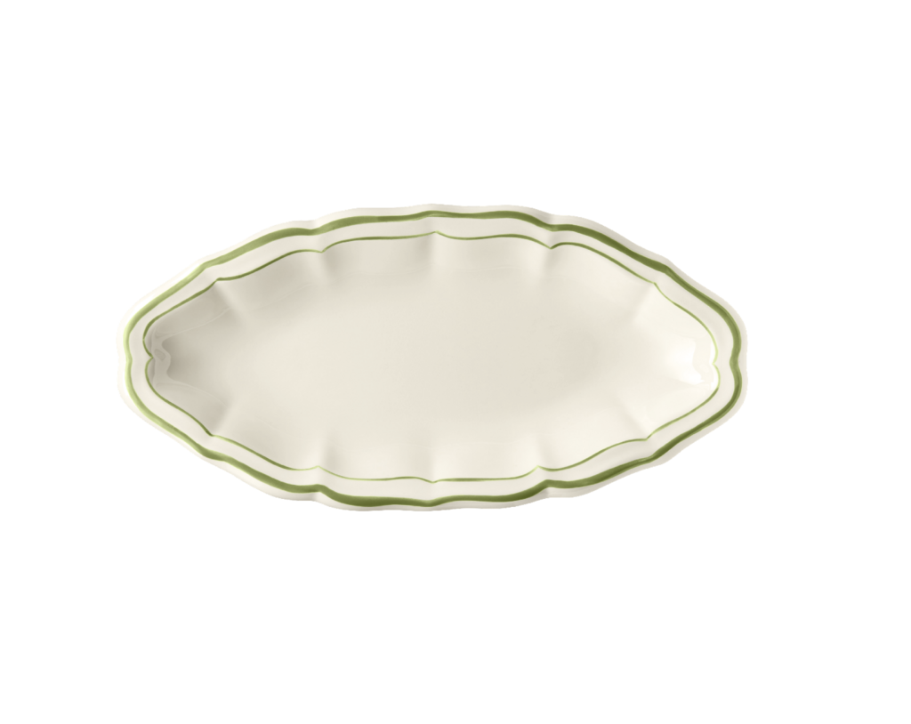 Gien France FILET VERT. Овальное блюдо 26,5x13,2 см
