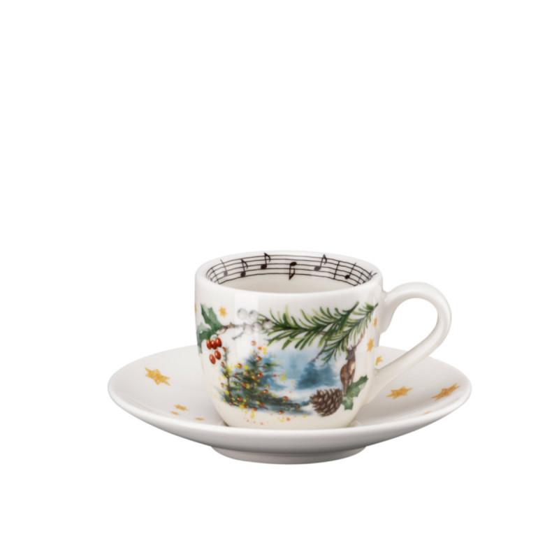 Hutschenreuther Christmas Carols. Чашка для эспрессо с блюдцем 80 мл