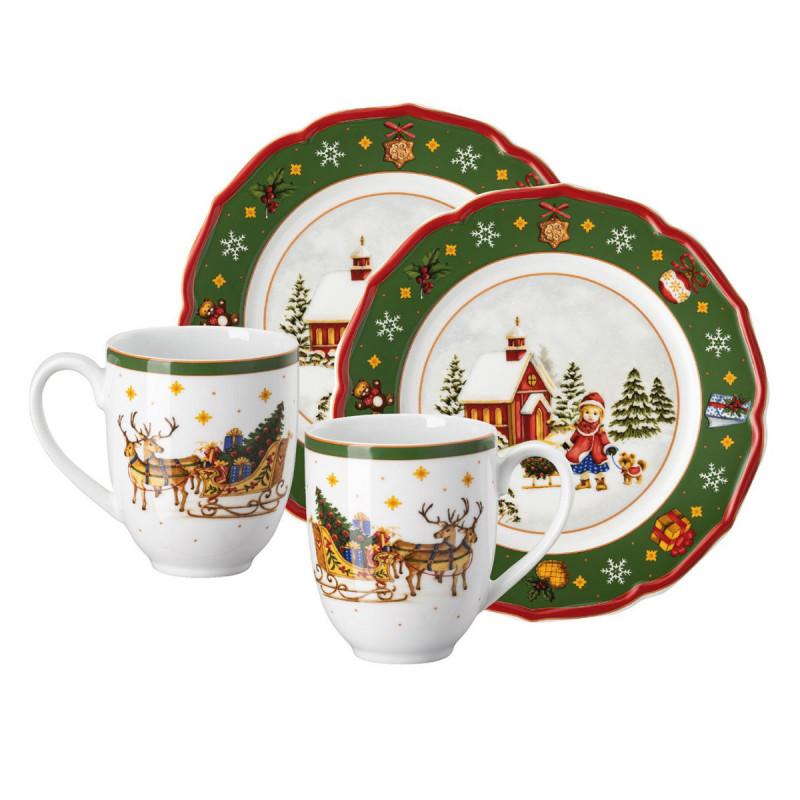 Hutschenreuther Happy Christmas. Набор для завтрака: 4 предмета, цвет: зеленый