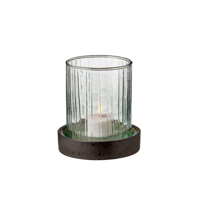 Bitz Kusintha-Glas green. Подсвечник с LED-свечой 11 см
