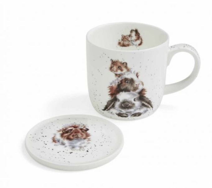 Wrendale. Кружка с подставкой 'Piggy In The Middle' 310 мл