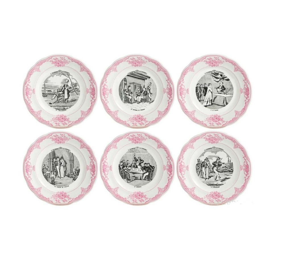 Gien MARIAGE A LA CAMPAGNE. Набор: 6 десертных тарелок 19,8 см