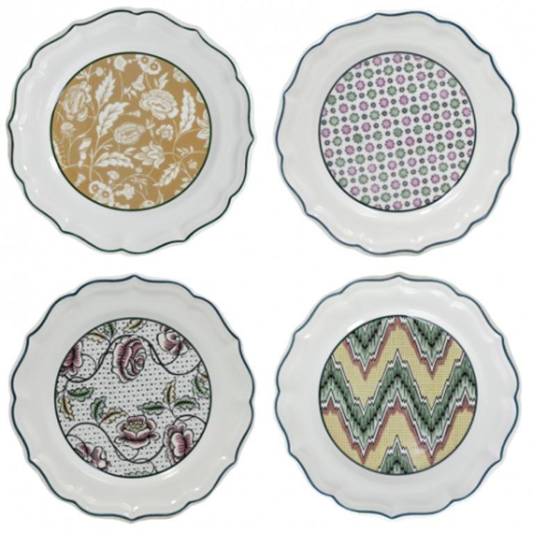 Gien DOMINOTE. Набор: 4 десертных тарелки 23,2 см