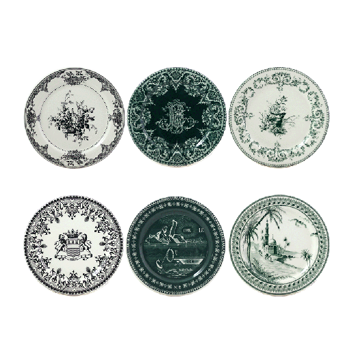 Gien LES DEPAREILLEES VERT. Набор: 6 тарелки 12,8 см