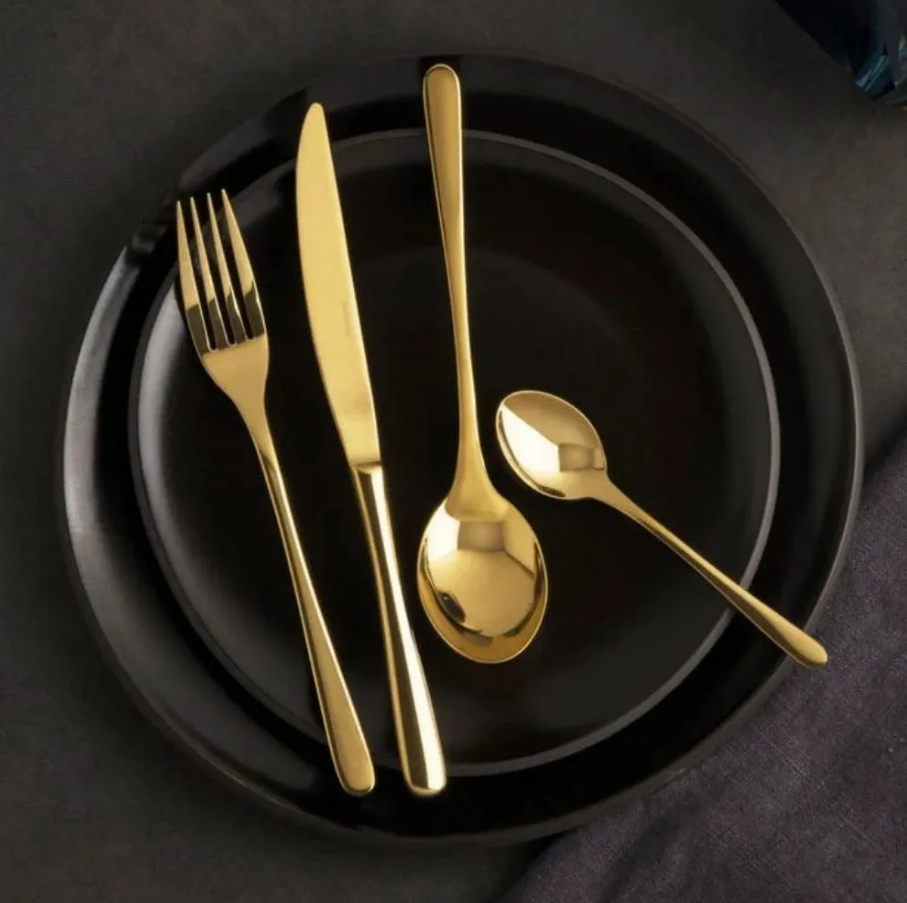 Sambonet Venezia. Приборы столовые, набор из 24 предмета, цвет: золотой