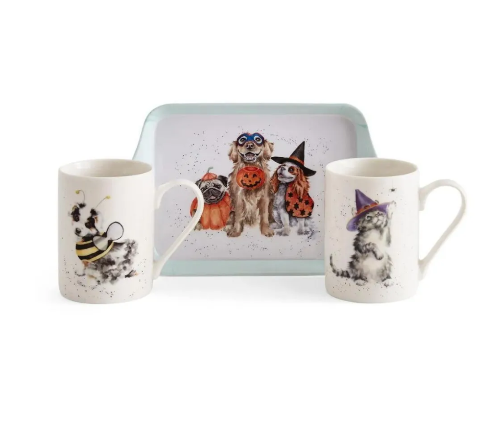 Royal Worcester Wrendale. Набор: 2 мини-кружки 180 мл, поднос 'Halloween'