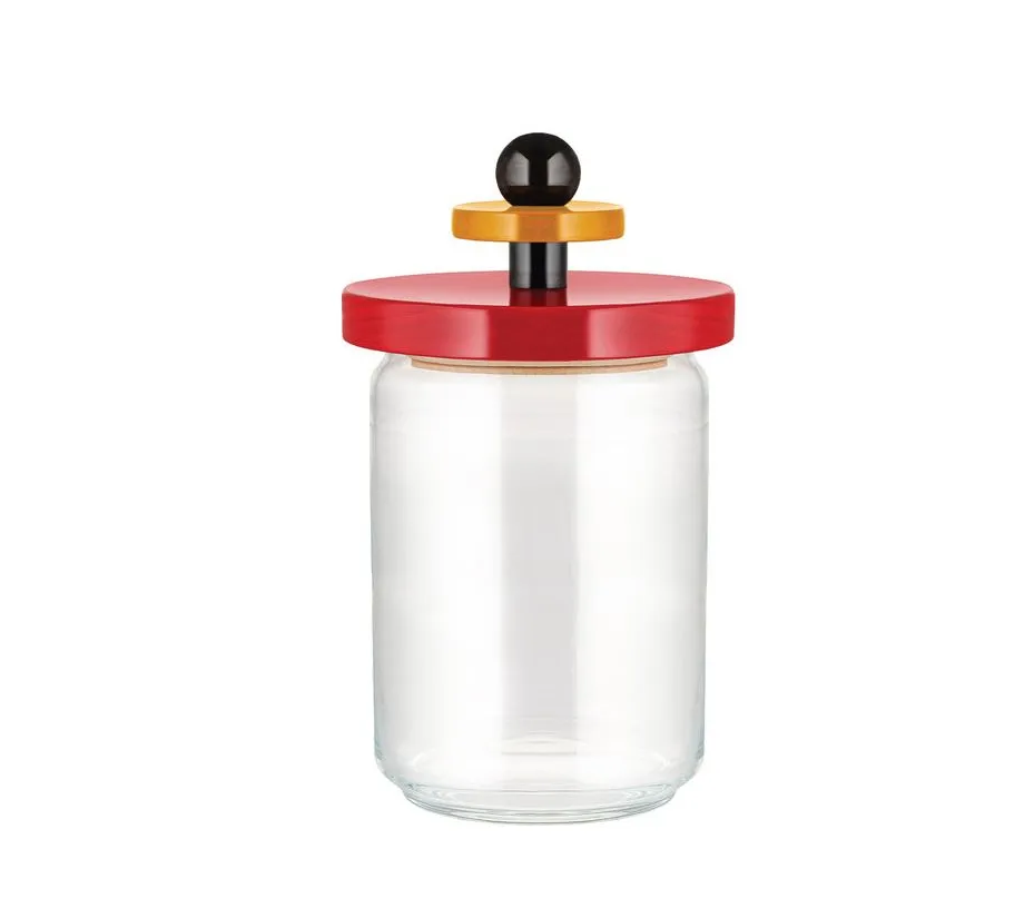 Alessi. Банка с крышкой из бука, цвет: красная, 1000 мл