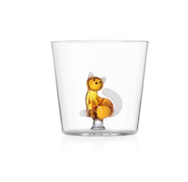 Ichendorf Tabby Cat. Стакан с янтарной кошкой и белым хвостом 8x8,5 см N2