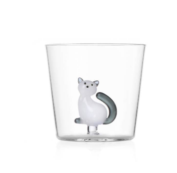 Ichendorf Tabby Cat. Стакан с белой кошкой и дымчатым хвостом 8x8,5 см