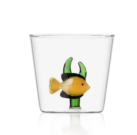 Ichendorf Marine Garden. Стакан 'желтая рыба в зеленых водорослях' 8x8,5 см