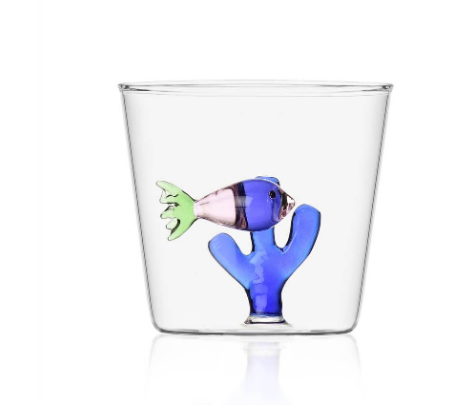 Ichendorf Marine Garden. Стакан 'розовая рыба в голубых водорослях' 8x8,5 см