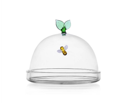 Ichendorf Garden Picnic. Купол с тарелкой с пчелой и листьями 9/12x14 см