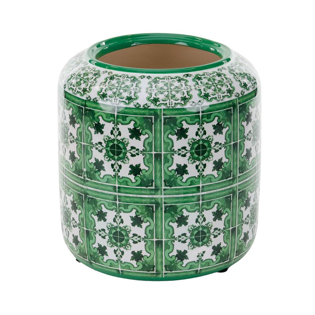 Goodwill. Цилиндрическая ваза для цветов, цвет: зеленый/белый, 22 см