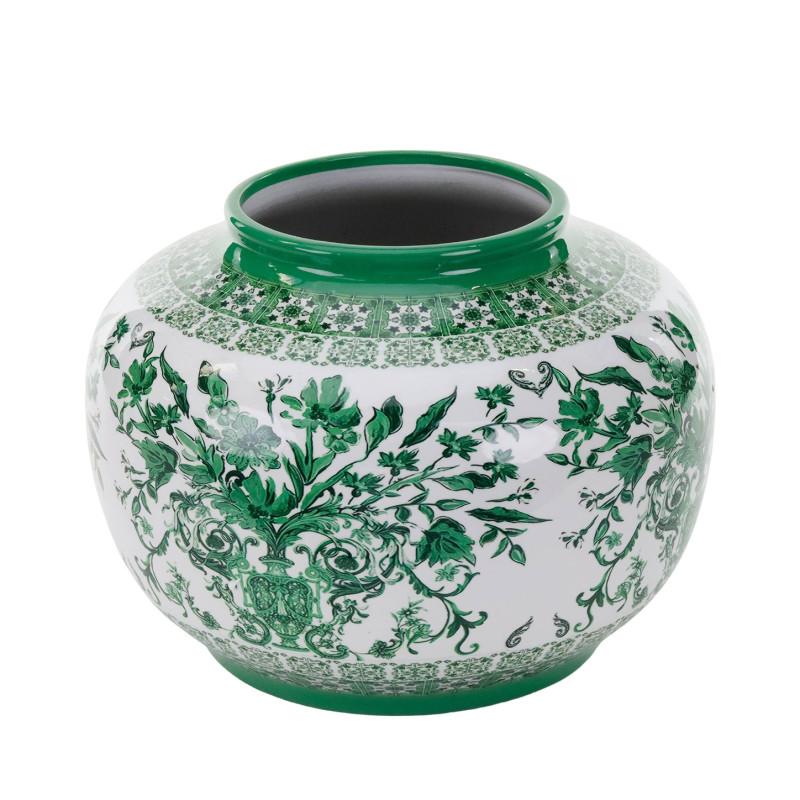 Goodwill. Широкая ваза для цветов, цвет: зеленый/белый, 26 см