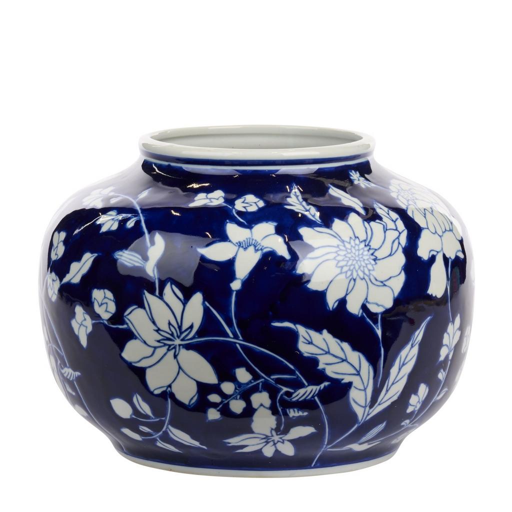 Goodwill. Широкая ваза для цветов, цвет: синий/белый, 26 см