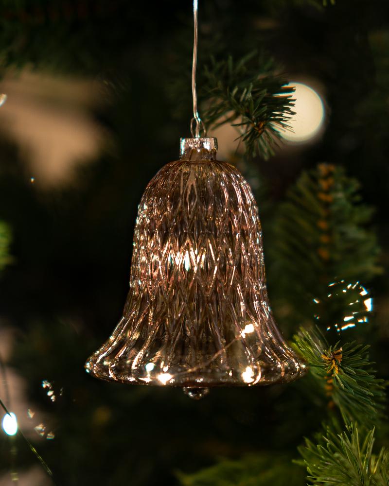 Sirius Winterlights 2025. Колокольчик с 5 светодиодами, цвет: темный дуб, 10 см
