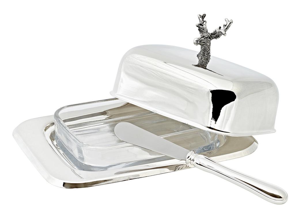 Edzard. Масленка, со стеклянной миской и ножом для масла, Hirsch 250 г.