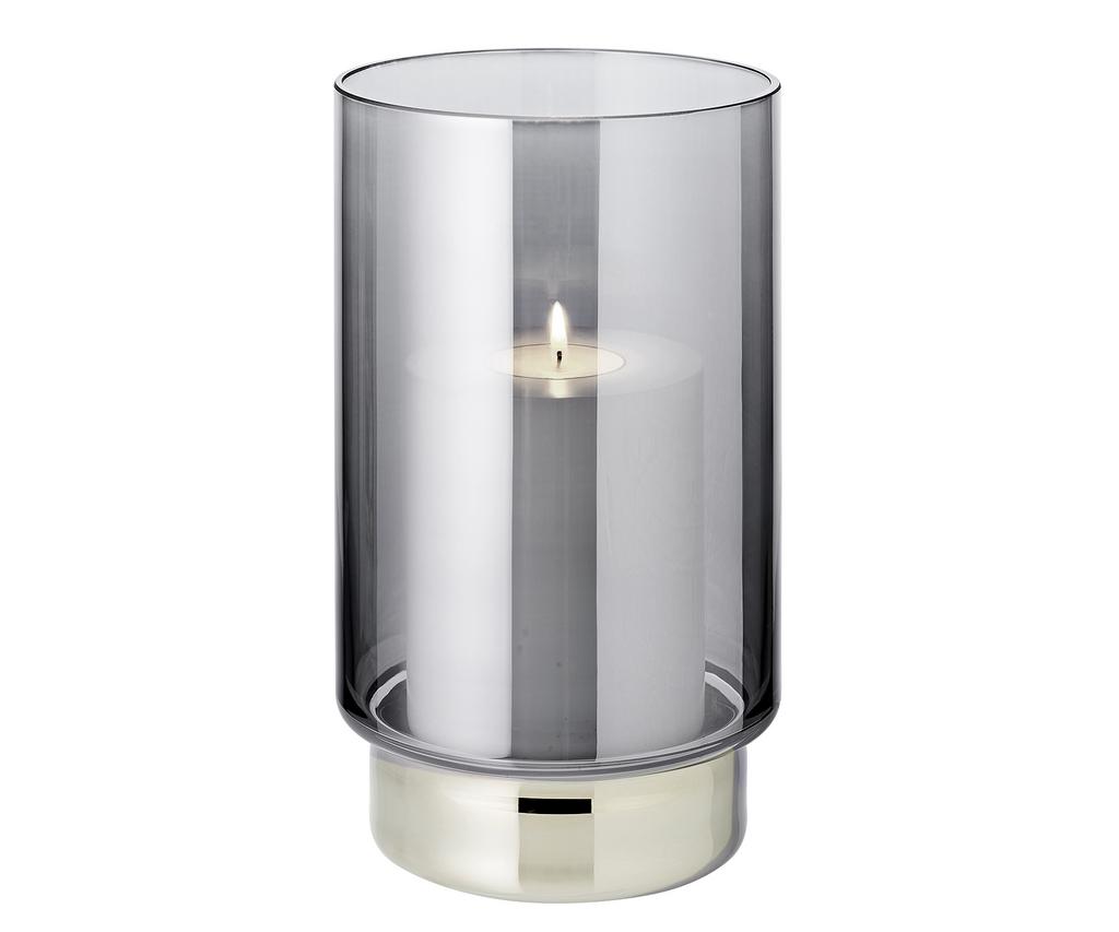 Edzard. Подсвечник, темное хрустальное стекло с платиновым ободком, Isla высота 21 см