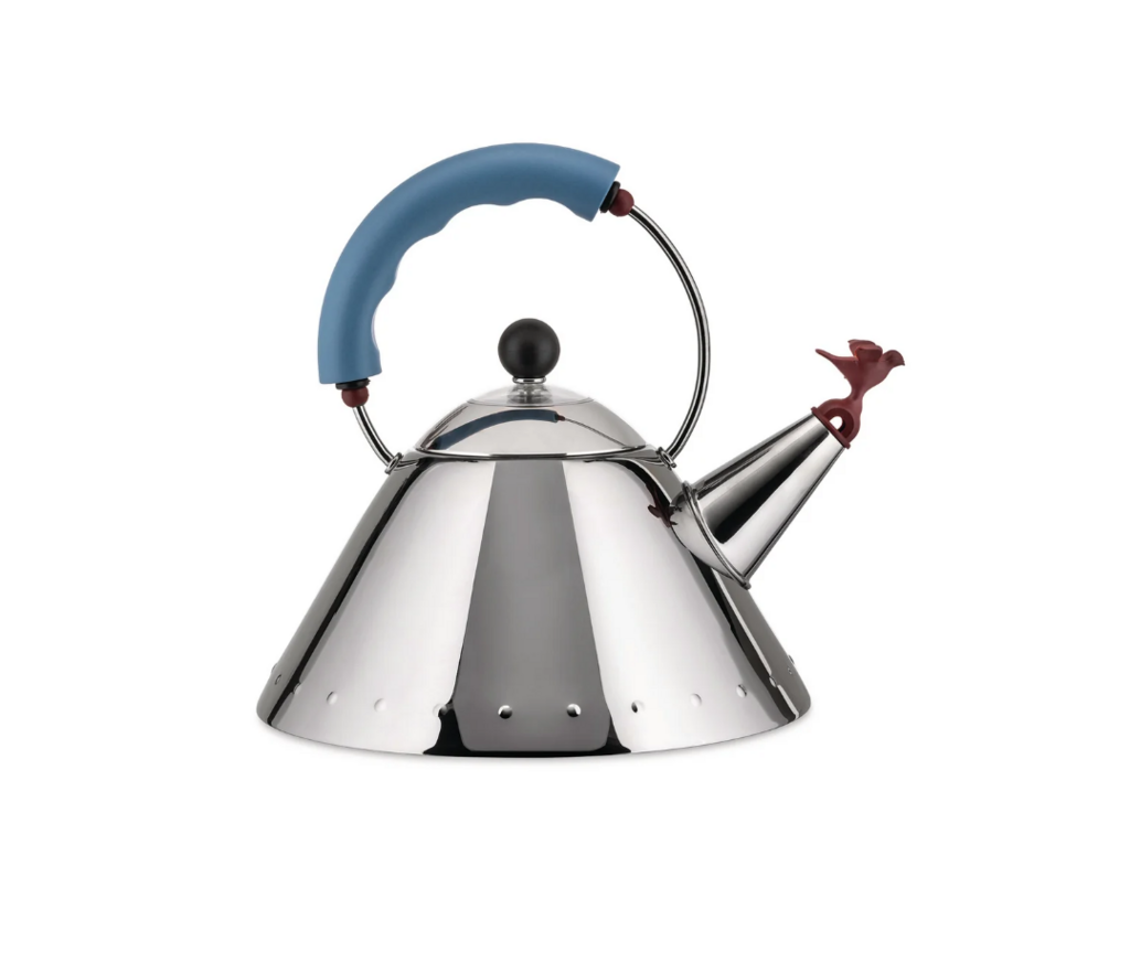 Alessi. Чайник из полированной нержавеющей стали, цвет: светло-голубой, 2000 мл