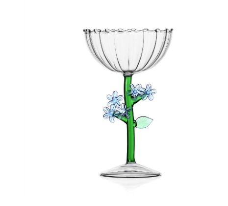 Ichendorf Botanica. Чаша для шампанского с светло-голубым цветком 18x11 см