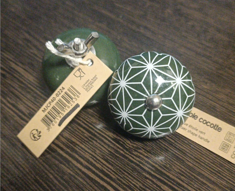 Cookut. Рукоятка от крышки фарфор зеленая