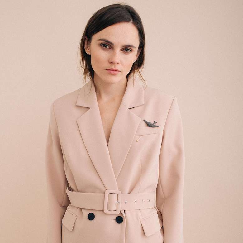 Брошь “Птица” черная матовая