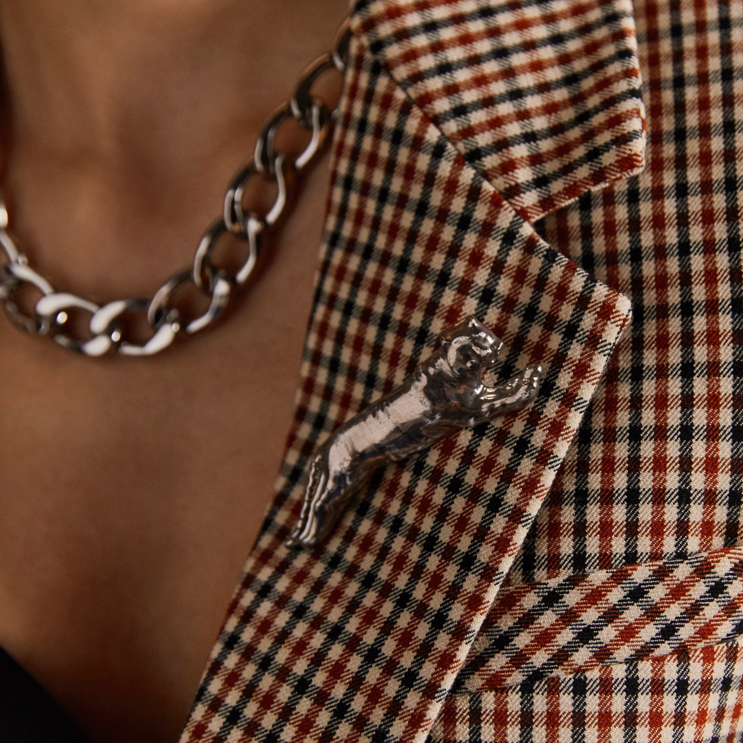 Брошь «Тигр в прыжке» платиновый