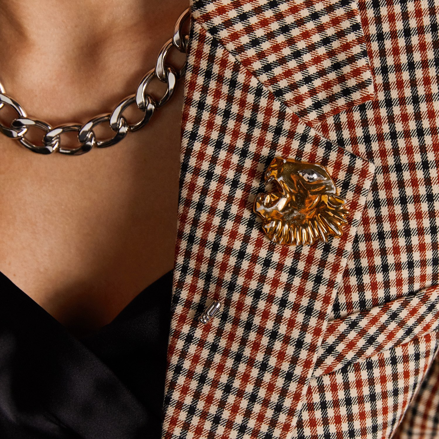 Брошь «Тигр» золотой с платиной на французской булавке