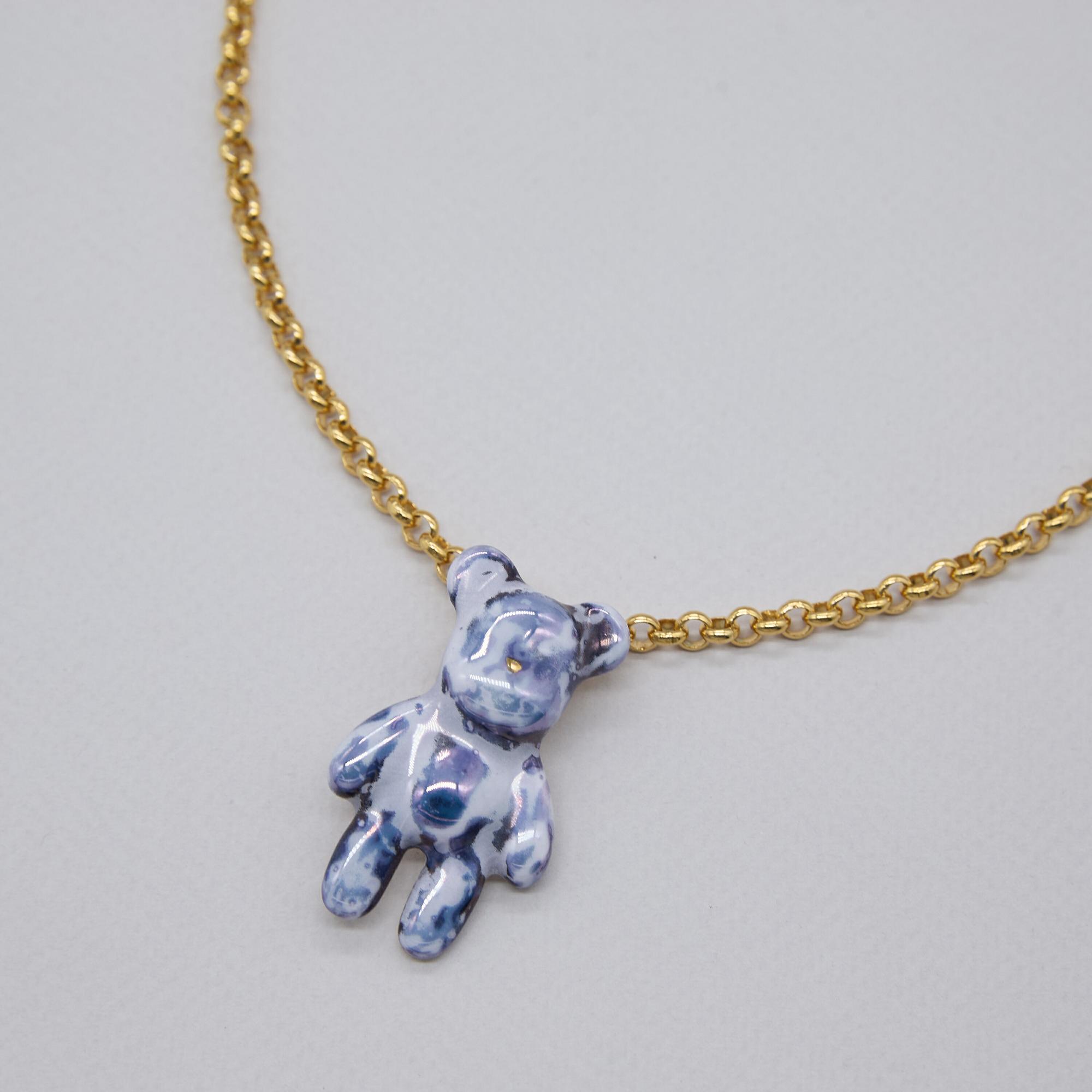 Кулон мишка Winnie на серебряной цепи с позолотой