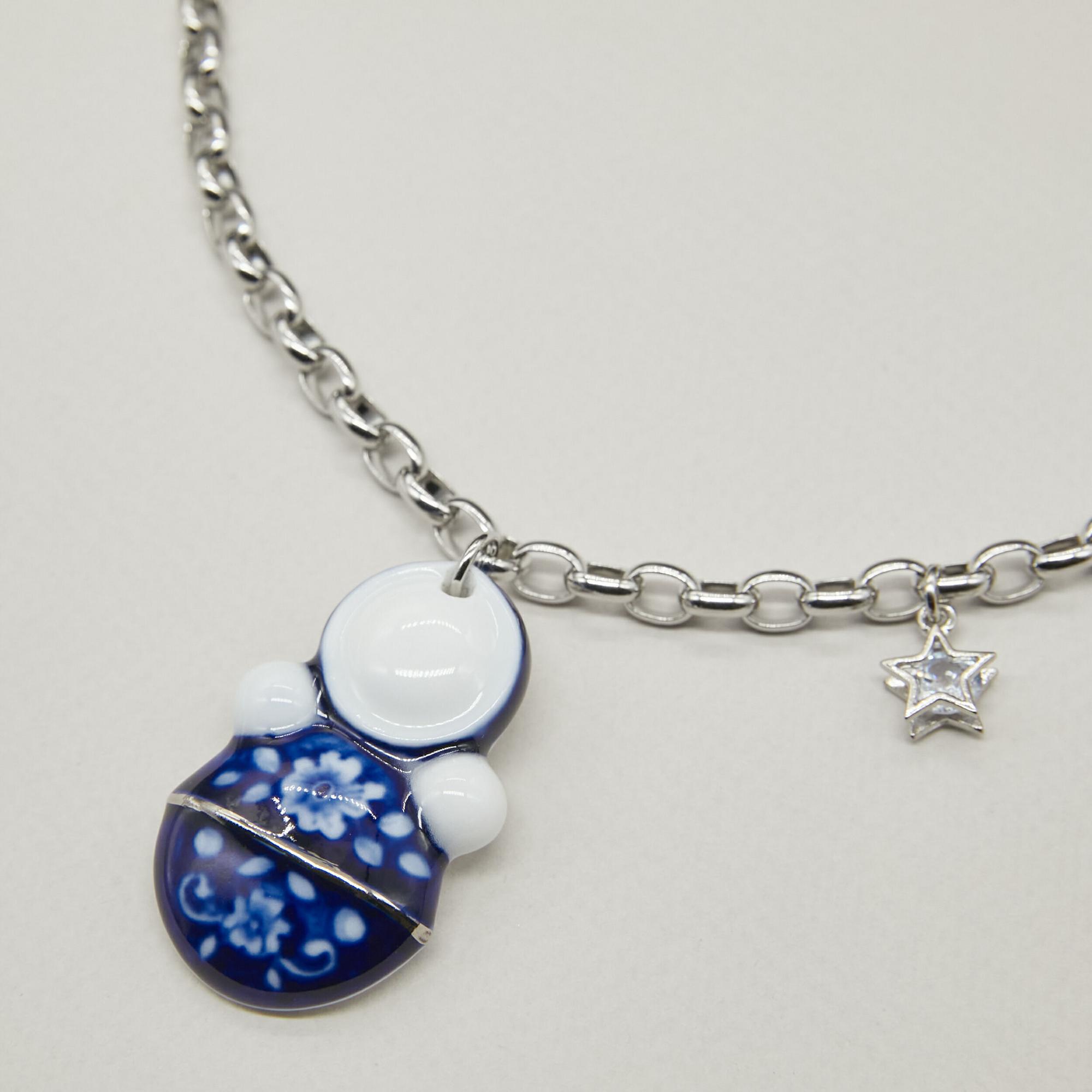 Кулон неваляшка роспись фэнтези с платиной