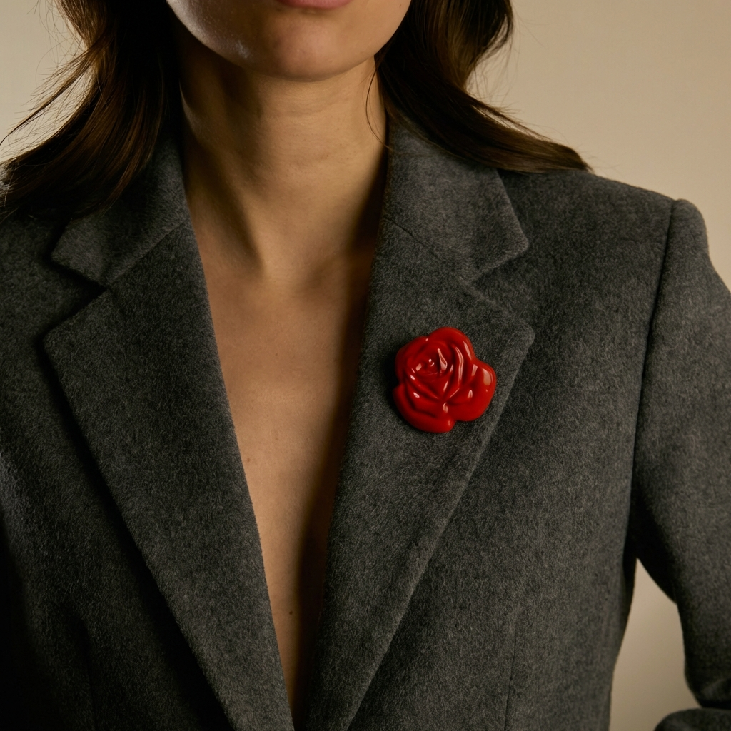 Брошь роза красная