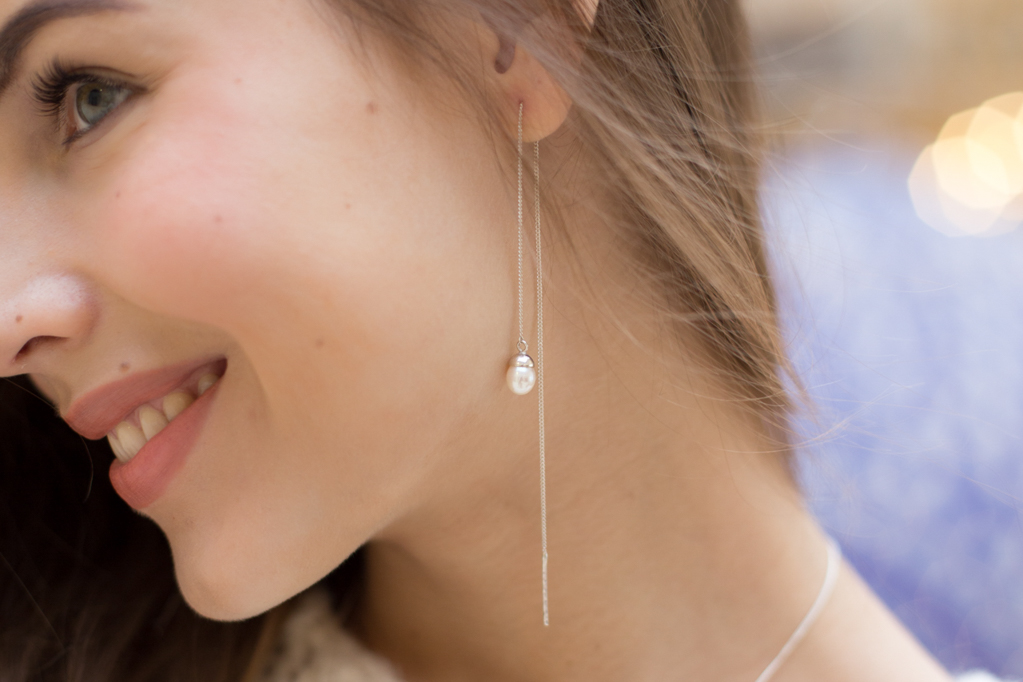 Серьги с белым жемчугом