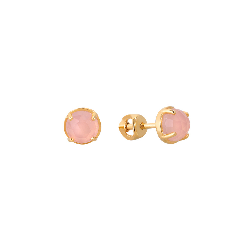 Пусеты с розовым халцедоном BLAGENA