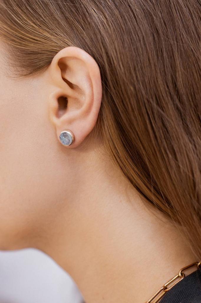 Серьги-гвоздики  с аквамарином