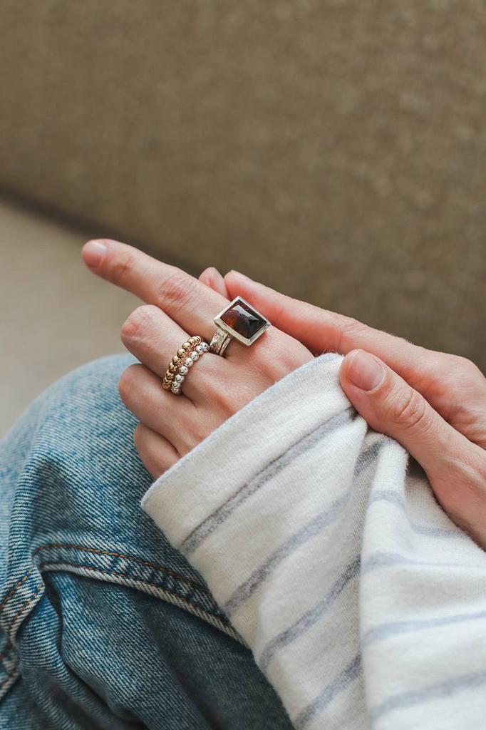 Кольцо квадрат с турмалином