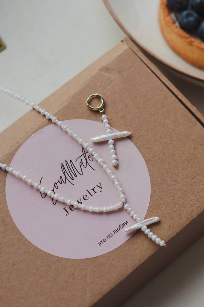 Комплект моносерьга и чокер крест