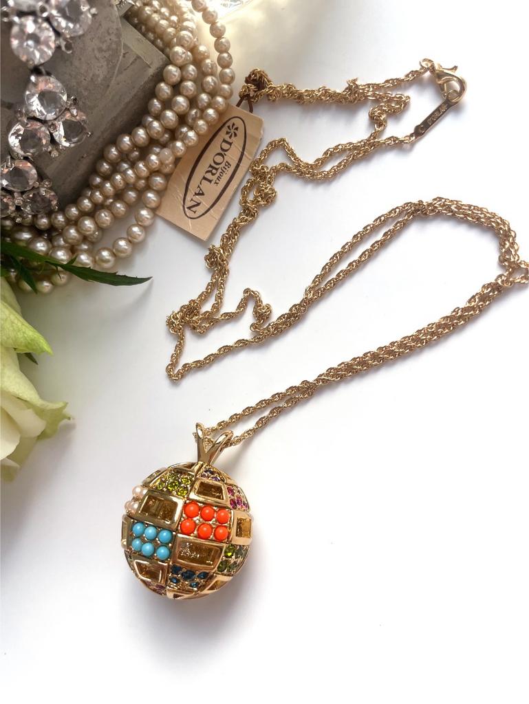 Кулон шар с разноцветными вставками