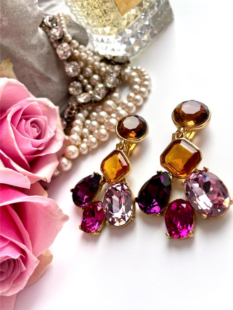 Клипсы с кристаллами разных оттенков