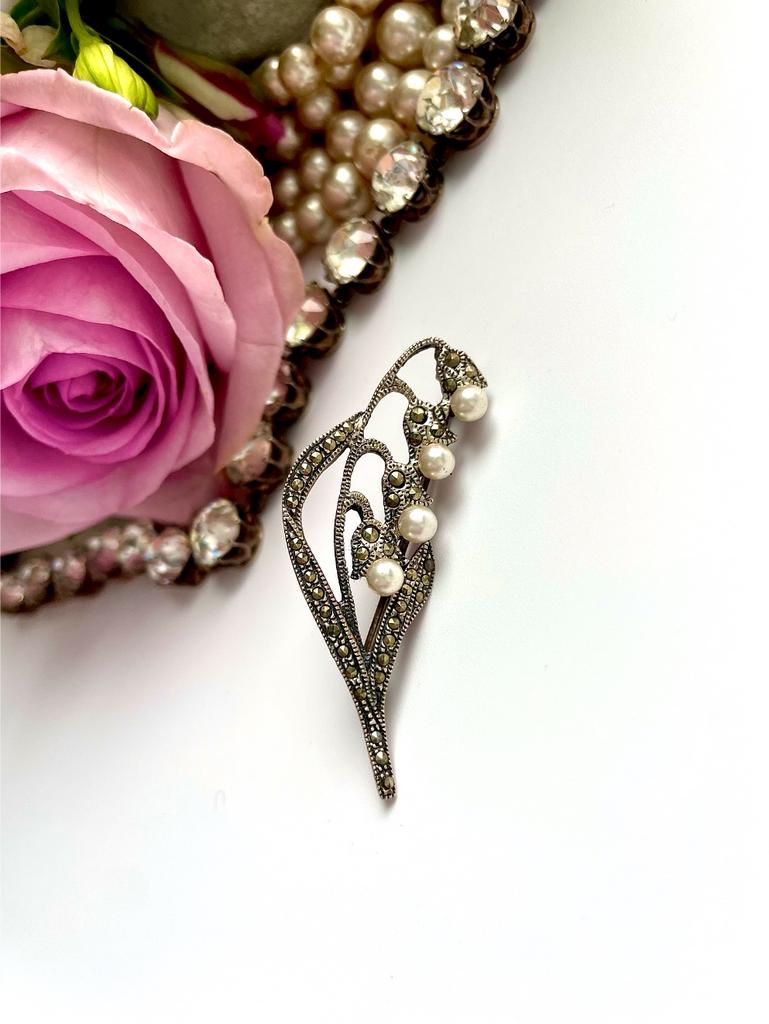 Брошь ландыши с марказитами