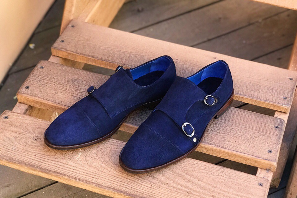 Монки замшевые (синие)