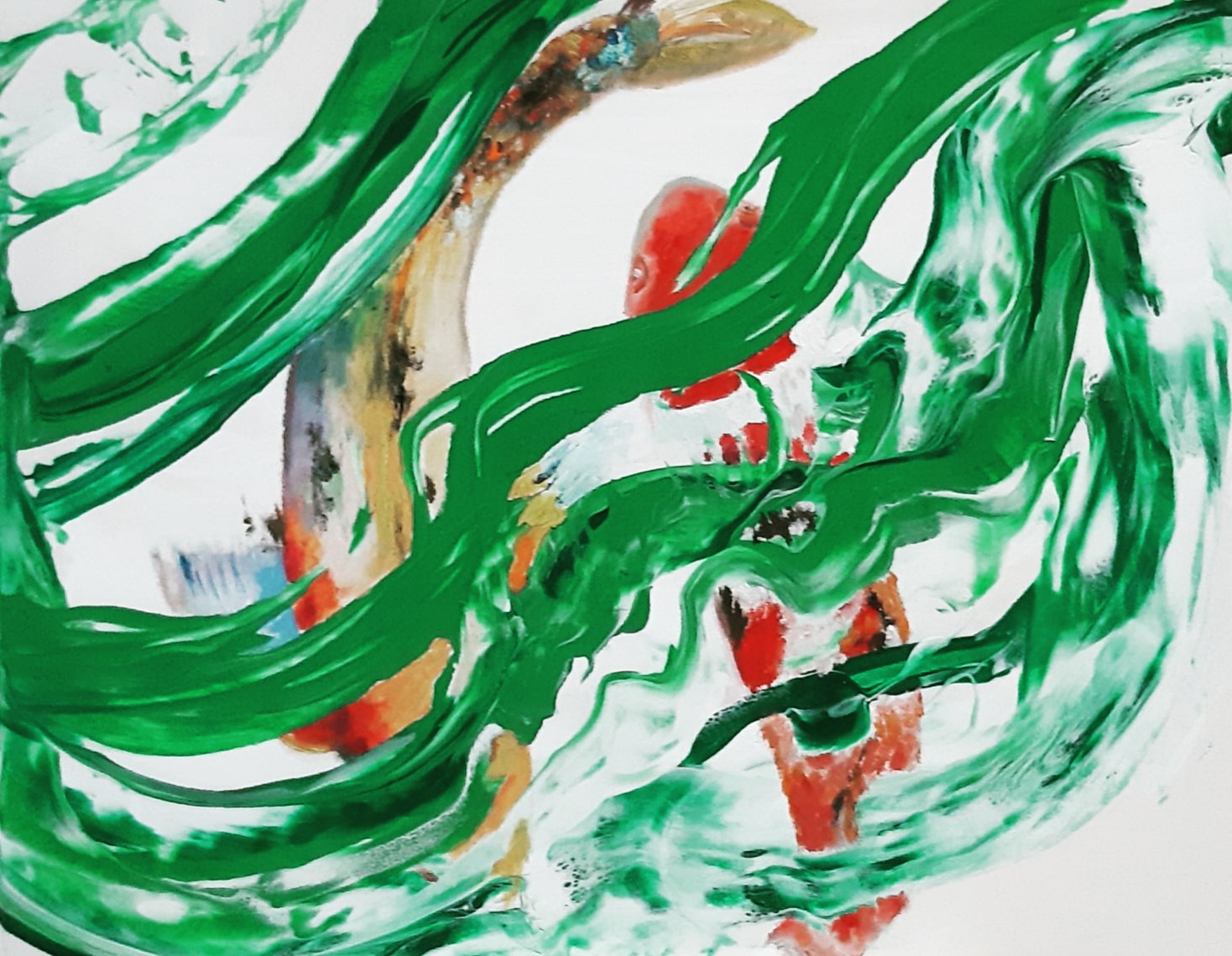 Картина Карпы в пруду. Вариант 1