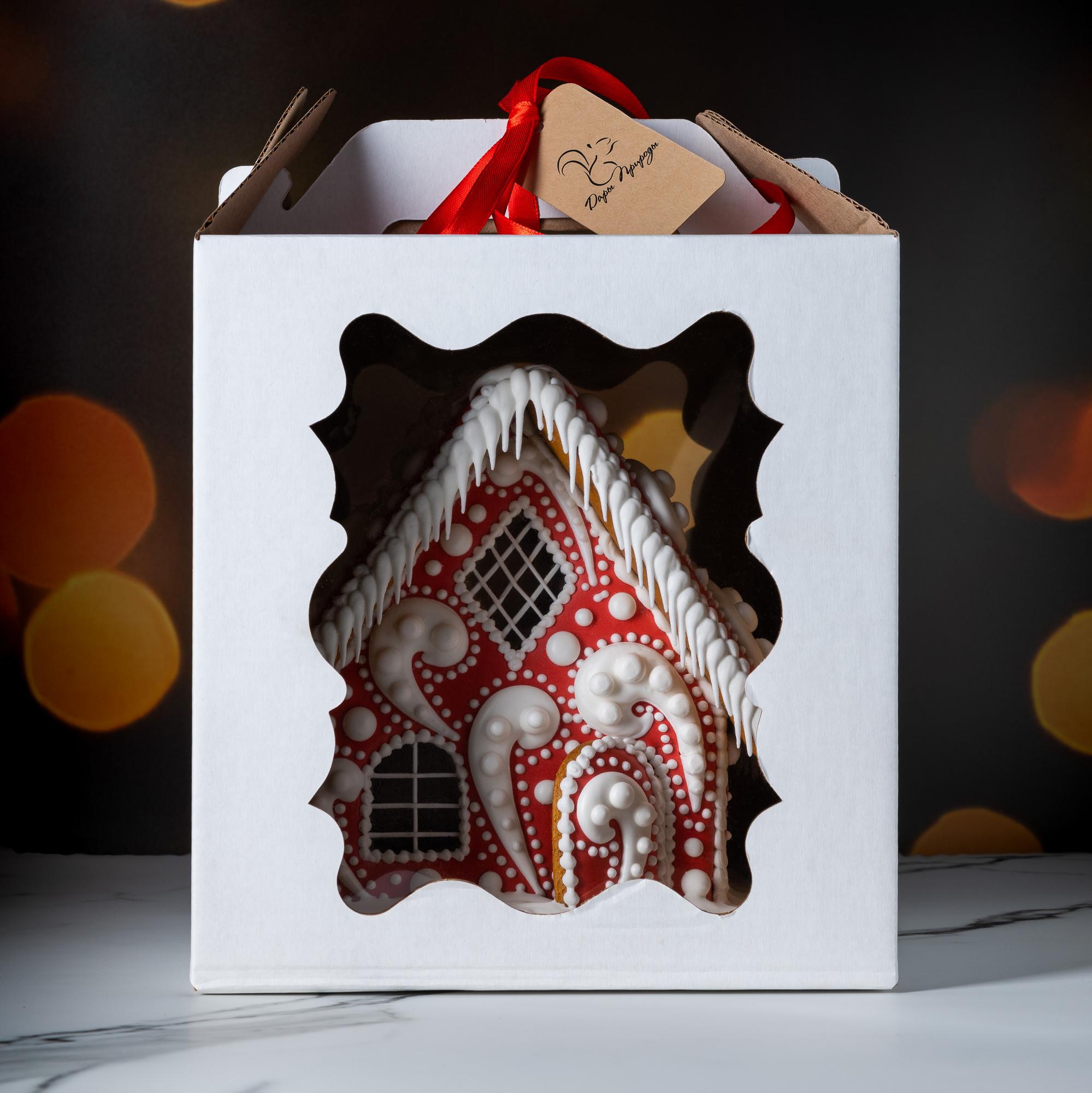 Новогодний пряничный домик красно-белый